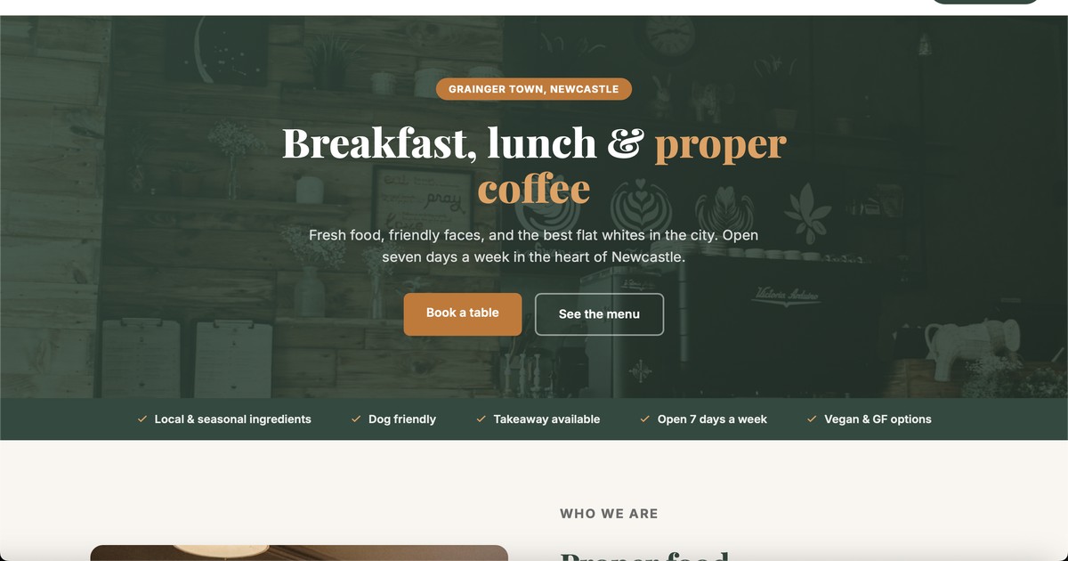 Grainger Kitchen website screenshot