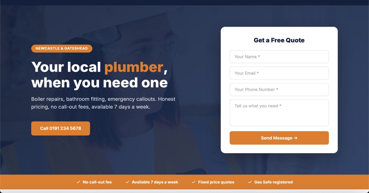 Tyne Plumbing & Heating website screenshot